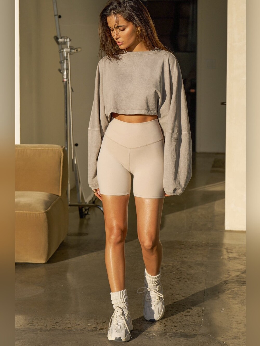 Joah Brown Body Shorts In Suede Yuma Xs/s